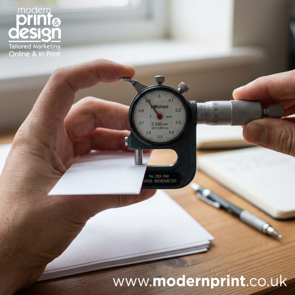 how do you measure the thickness of paper or card