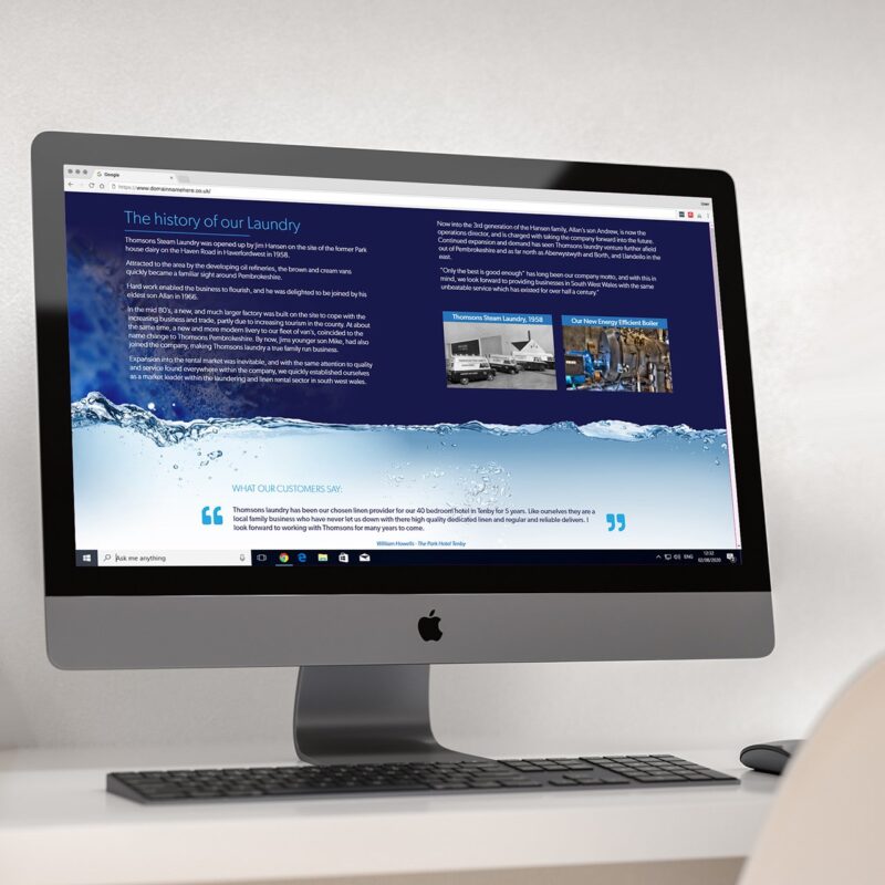 Thomsons Laundry Website Designed in Pembrokeshire Web Design Case Study