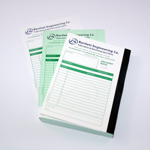 Left hand invoice Book printers Pembrokeshire Tenby Narberth Haverfordwest