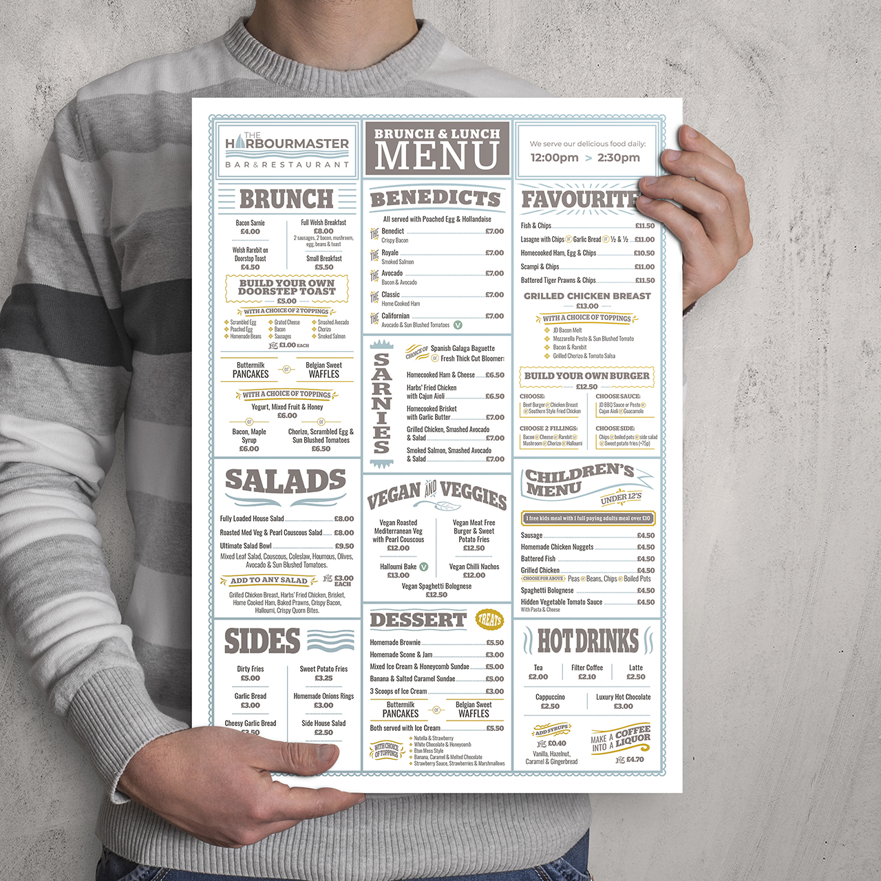 Menu designers Pembrokeshire for The Harbourmaster of Milford Haven Graphic Design Case Study
