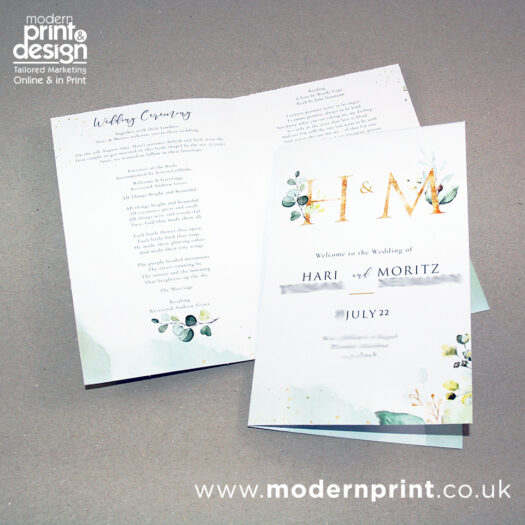 Order of service printers- in Pembrokeshire tenby narberth Haverfordwest