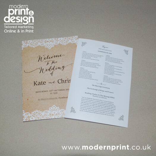 Order of service printers in Pembrokeshire tenby narberth Haverfordwest