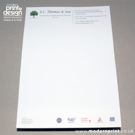 Letterhead designers pembrokeshire tenby narberth Haverfordwest