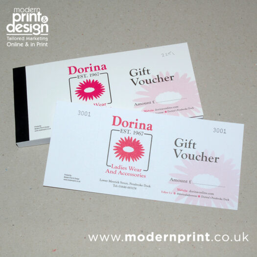 Gift voucher printers in Pembrokeshire Tenby Narberth Haverfordwest