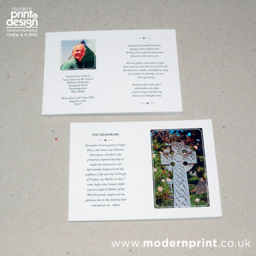 Memorial Card printers pembrokeshire tenby narberth haverfordwest