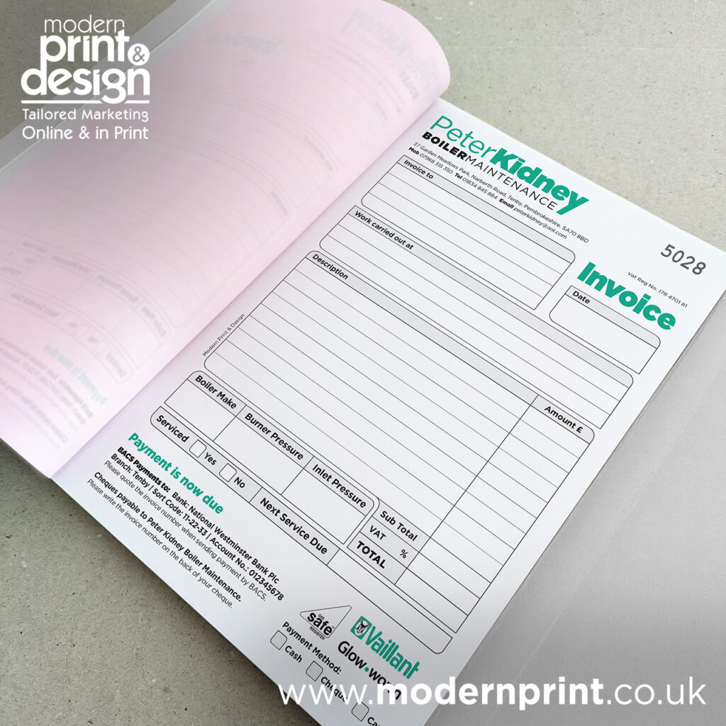 invoice-book-printers-in Pembrokeshire