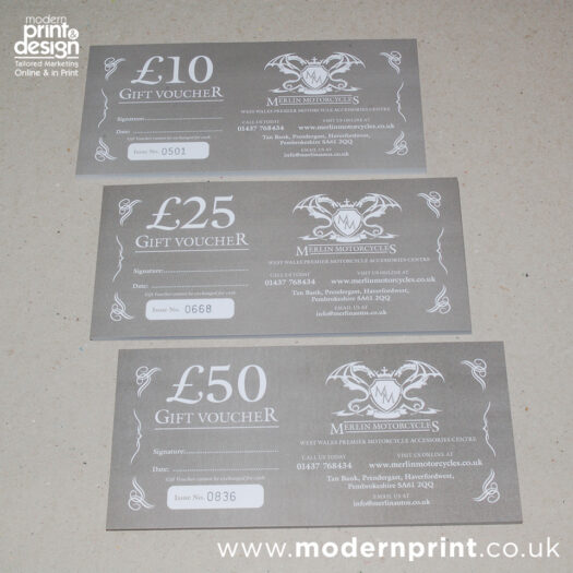 Gift voucher printers in Pembrokeshire Tenby Narberth