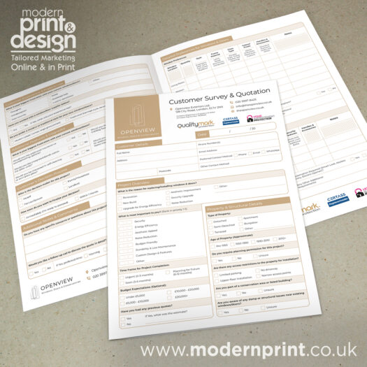 survey and quotation form printers in Pembrokeshire