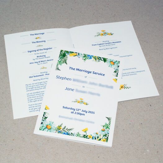 Order of service printers in Pembrokeshire tenby narberth Haverfordwest