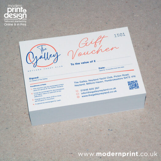Gift voucher printers in Pembrokeshire Tenby Narberth Haverfordwest