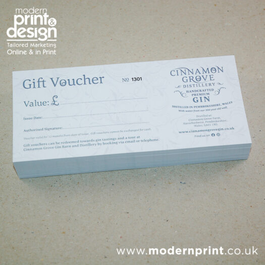 Gift voucher printers in Pembrokeshire Tenby Narberth