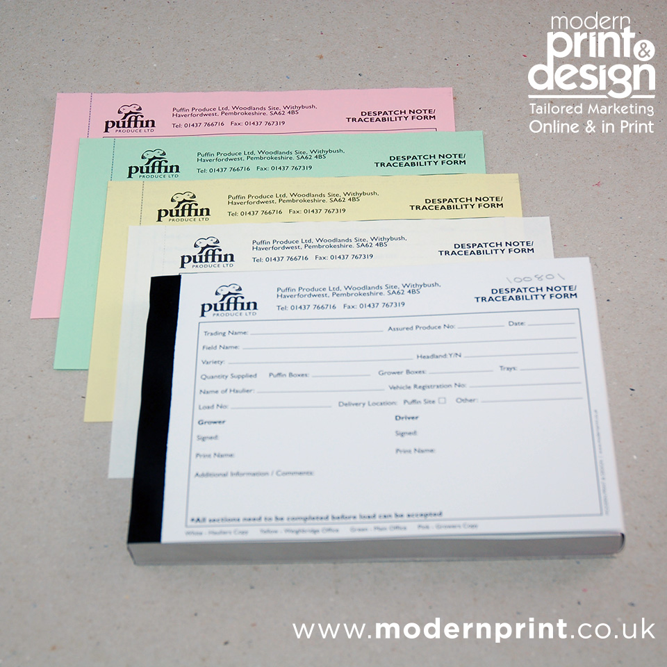 despatch note printers in Pembrokeshire