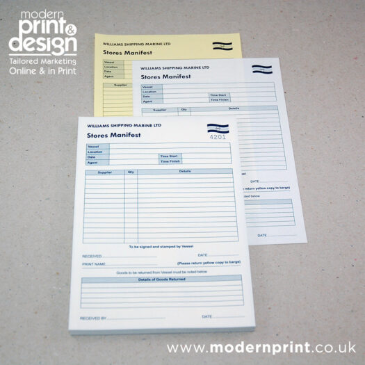 stores manifest form printers Pembrokeshire