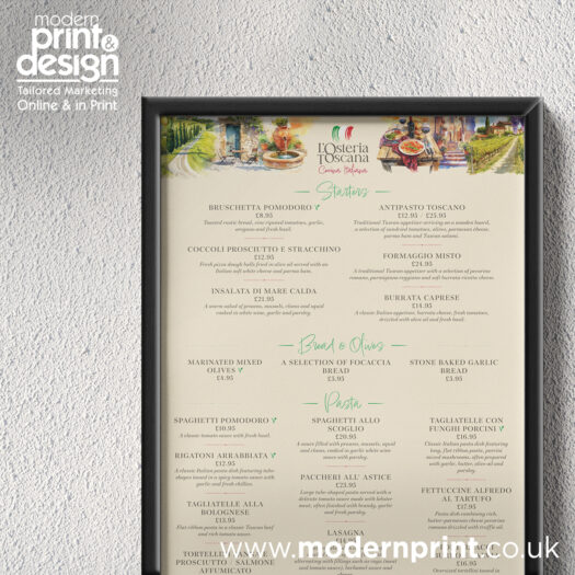 Menu printers in Pembrokeshire Tenby Haverfordwest Narberth