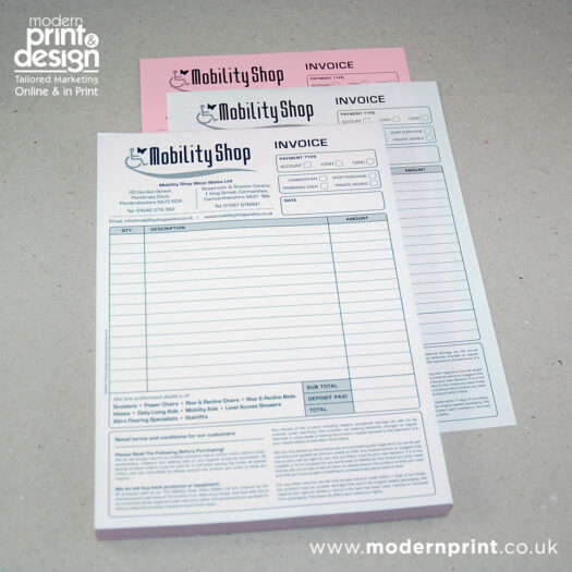 Custom Invoice book printers pembrokeshire tenby narberth haverfordwest