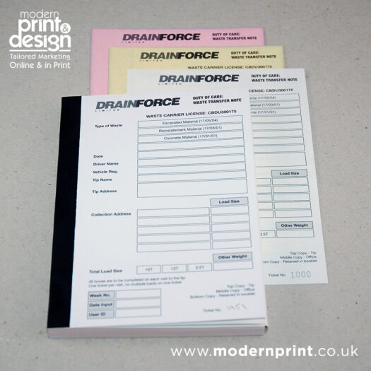 Custom Invoice book printers pembrokeshire tenby narberth haverfordwest